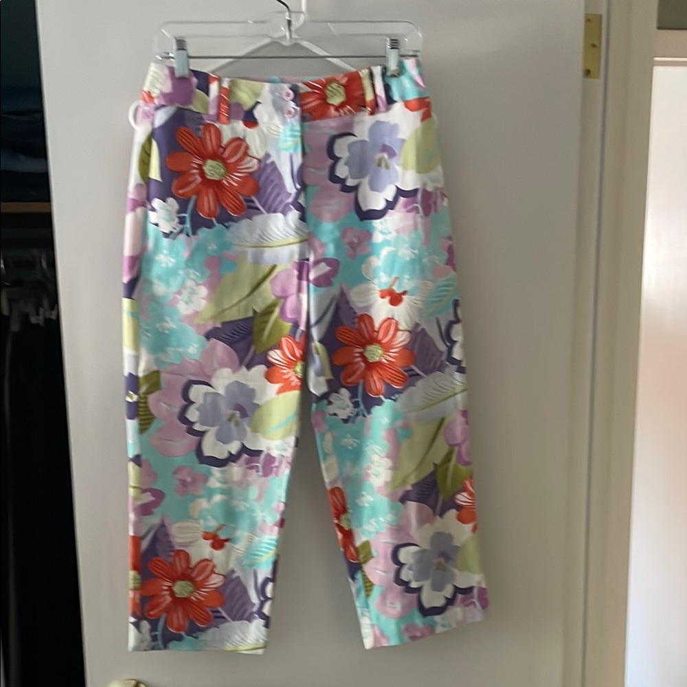 Talbots Vibrant Red and Purple Capris